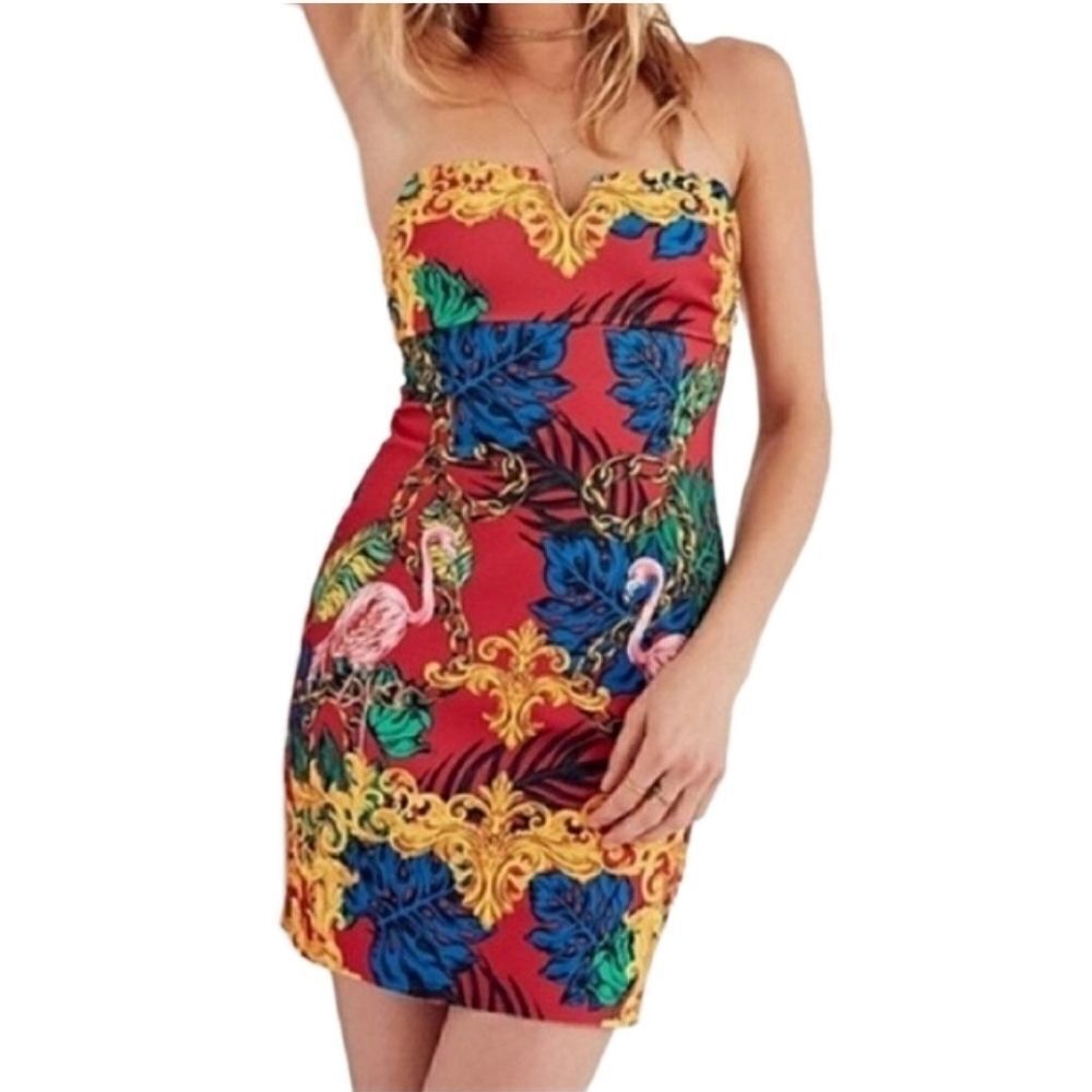 Vibrant Strapless Midi Dress